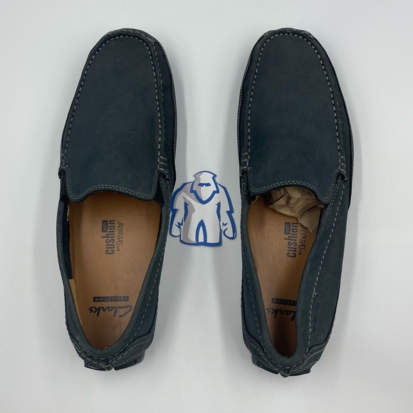 Clarks Collection Soft Cushion with Ortholite Blue Slip-On Men’s Sz 9.5 - Picture 3 of 6
